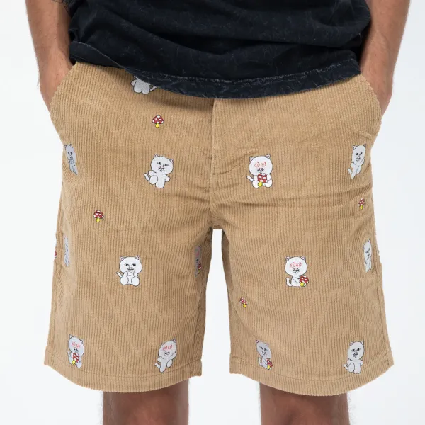Unisex Ripndip Hello Nermy Corduroy Embroidered Shorts